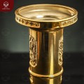 Ống đựng hương chạm Long Phụng cách điệu cao 25cm bằng đồng mạ vàng