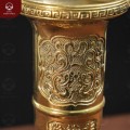 Ống đựng hương Phúc Lộc Thọ bằng đồng vàng đúc máy cao 30cm