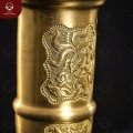 Ống đựng hương Phúc Lộc Thọ cao 30cm bằng đồng vàng mộc