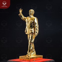 Tượng Bác Hồ bước đi bằng đồng mạ vàng 24k cao 38cm