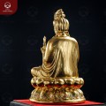 Tượng Bồ Tát Đại Thế Chí cầm hoa sen bằng đồng thếp vàng cao 30cm