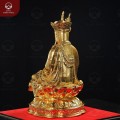 Tượng Bồ Tát Địa Tạng cầm pháp khí bằng đồng vàng dát vàng cao 30cm