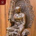 Tượng Bồ Tát Địa Tạng đồng vàng hun kích thước 53x34x22 cm nặng 10,6kg