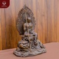 Tượng Bồ Tát Địa Tạng đồng vàng hun kích thước 53x34x22 cm nặng 10,6kg