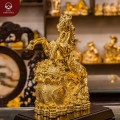 Tượng con ngựa bên túi tiền đồng vàng 26x15x8 cm nặng 2,3kg