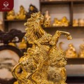 Tượng con ngựa bên túi tiền đồng vàng 26x15x8 cm nặng 2,3kg