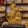 Tượng con ngựa bên túi tiền đồng vàng 26x15x8 cm nặng 2,3kg