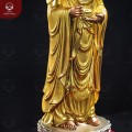 Tượng Đại Hiếu Mục Kiền Liên đứng đài sen bằng đồng dát vàng dát bạc