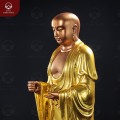 Tượng Đại Hiếu Mục Kiền Liên đứng đài sen bằng đồng dát vàng dát bạc