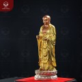 Tượng Đại Hiếu Mục Kiền Liên đứng đài sen bằng đồng dát vàng dát bạc