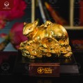 Tượng đàn chuột nằm trên chồng tiền bằng đồng mạ vàng 24k