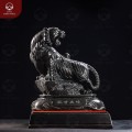 Tượng hổ gầm bằng đồng vàng hun giả cổ 24x27cm để bàn
