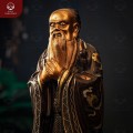 Tượng Khổng Tử đứng chắp tay bằng đồng khảm tam khí kỹ 