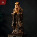 Tượng Khổng Tử đứng chắp tay bằng đồng khảm tam khí kỹ 