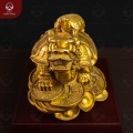 Tượng Long Quy cõng con bằng đồng vàng màu mộc