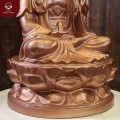 Tượng Phật A Di Đà ngồi trên tòa sen bằng đồng đỏ thờ tại gia