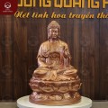Tượng Phật A Di Đà ngồi trên tòa sen bằng đồng đỏ thờ tại gia