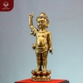 Tượng Phật Đản Sinh đứng trên tòa sen bằng đồng vàng cao 40cm