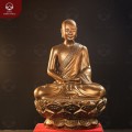 Tượng Phật Hoàng Trần Nhân Tông bằng đồng đỏ làm màu cao 38cm 