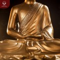 Tượng Phật Hoàng Trần Nhân Tông bằng đồng đỏ làm màu cao 38cm 