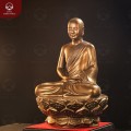 Tượng Phật Hoàng Trần Nhân Tông bằng đồng đỏ làm màu cao 38cm 