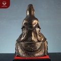 Tượng Phật Quan Âm phất cành dương liễu bằng đồng vàng hun 38x22 cm