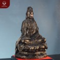 Tượng Phật Quan Âm phất cành dương liễu bằng đồng vàng hun 38x22 cm