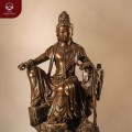 Tượng Phật Quan Âm Tự Tại cao 45cm bằng đồng vàng hun