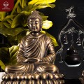 Tượng Phật Thích Ca ngồi thiền đồng vàng hun cao 30cm ngang 20cm