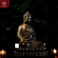 Tượng Phật Thích Ca thiền định bằng đồng vàng hun giả cổ