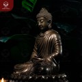 Tượng Phật Thích Ca thiền định bằng đồng vàng hun giả cổ