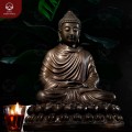 Tượng Phật Thích Ca thiền định bằng đồng vàng hun giả cổ