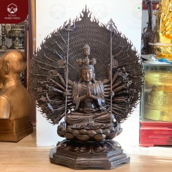 Tượng Phật Thiên Thủ Thiên Nhãn bằng đồng vàng hun đẹp tôn nghiêm