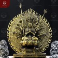 Tượng Phật Thiên Thủ Thiên Nhãn ngự tòa sen báu bằng đồng vàng