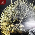 Tượng Phật Thiên Thủ Thiên Nhãn ngự tòa sen báu bằng đồng vàng