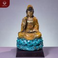 Tượng Quan Âm Bồ Tát ngồi trên tòa sen bằng đồng vàng 