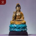 Tượng Quan Âm Bồ Tát ngồi trên tòa sen bằng đồng vàng 