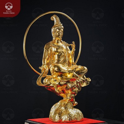 Tượng Quán Âm Tự Tại bằng đồng thếp vàng 9999 tinh xảo
