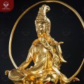 Tượng Quán Âm Tự Tại bằng đồng thếp vàng 9999 tinh xảo