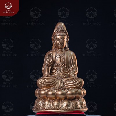 Tượng Quan Thế Âm Bồ Tát cỡ nhỏ thờ tại gia bằng đồng đỏ