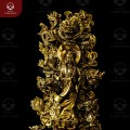 Tượng Quan Thế Âm Bồ Tát đứng trên tòa Cửu Long bằng đồng vàng