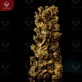 Tượng Quan Thế Âm Bồ Tát đứng trên tòa Cửu Long bằng đồng vàng