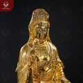 Tượng Quan Thế Âm Bồ Tát ngồi tòa sen bằng đồng mạ vàng cao 25cm