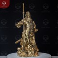 Tượng Quan Vân Trường đứng cầm Long đao bằng đồng vàng catut