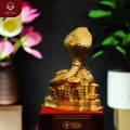 Tượng rắn phú quý bằng đồng catut thếp vàng cao 18cm