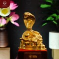 Tượng rắn phú quý bằng đồng catut thếp vàng cao 18cm