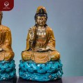 Tượng Tây Phương Tam Thánh tĩnh tọa trên đài sen bằng đồng vàng