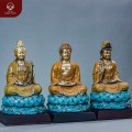 Tượng Tây Phương Tam Thánh tĩnh tọa trên đài sen bằng đồng vàng