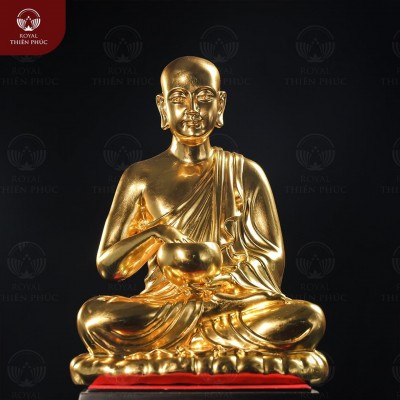 Tượng Thánh Tăng Sivali khất thực bằng đồng vàng dát vàng