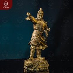 Tượng Trần Quốc Tuấn đứng chỉ tay bằng đồng catut cao 25cm